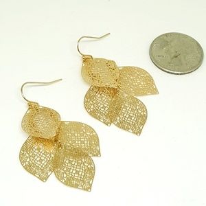 Gold Tone Leaf Design Earrings